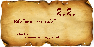 Römer Rezső névjegykártya